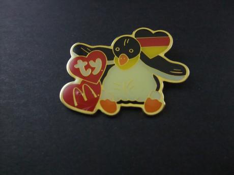 Mcdonalds Happy Meal Mini Ty Teenie Beanie babies ( Waddle the Penguin  ) 1999 met Duitse vlag